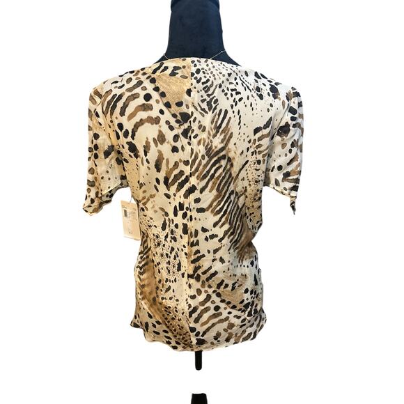 Dana Bachman Leopard Print Sheer Blouse—short sleeve—Size 12–NWT - Picture 4 of 7